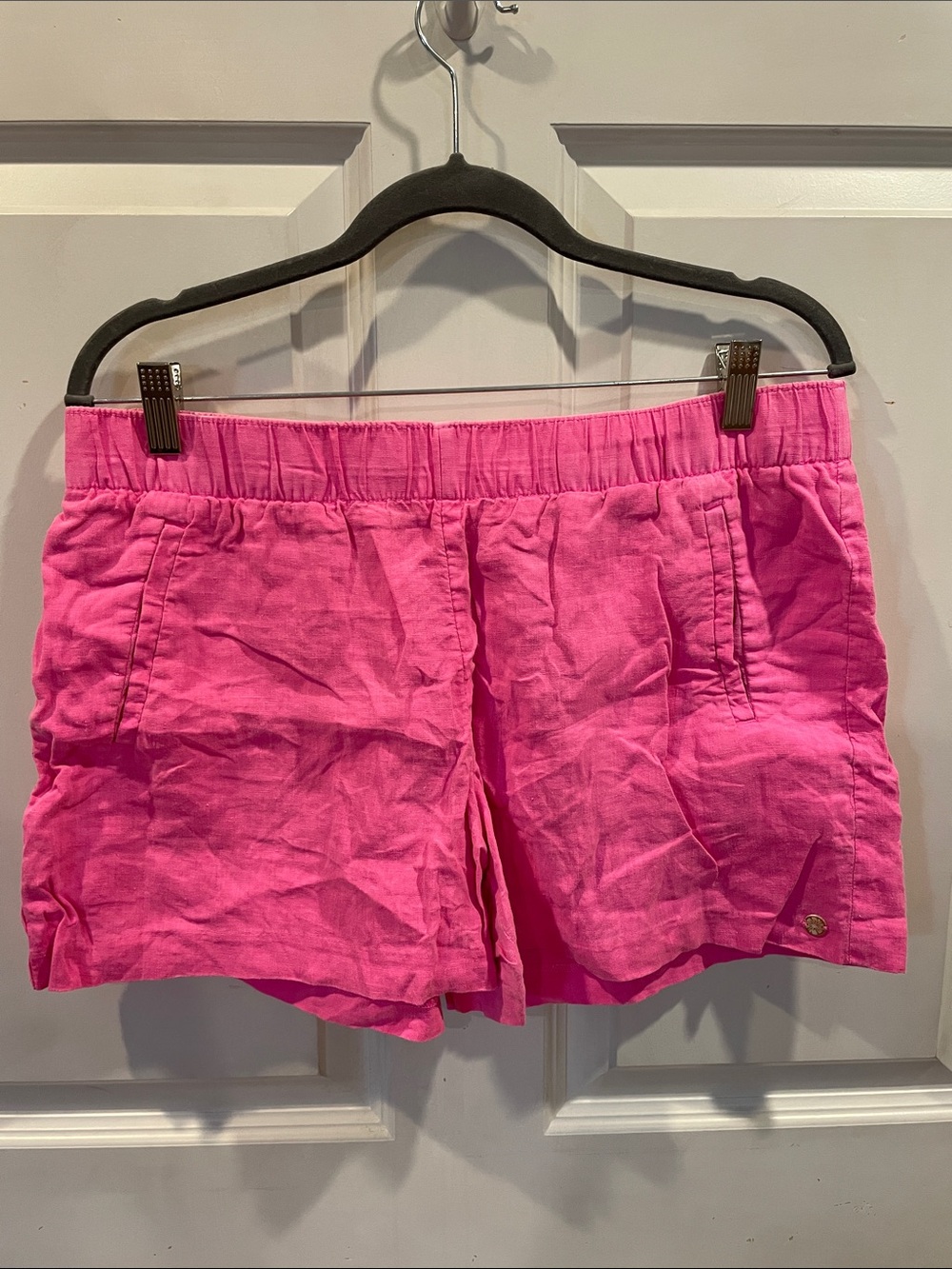 Lilly Pulitzer Hot Pink linen Elastic-Waist Pull-On Shorts